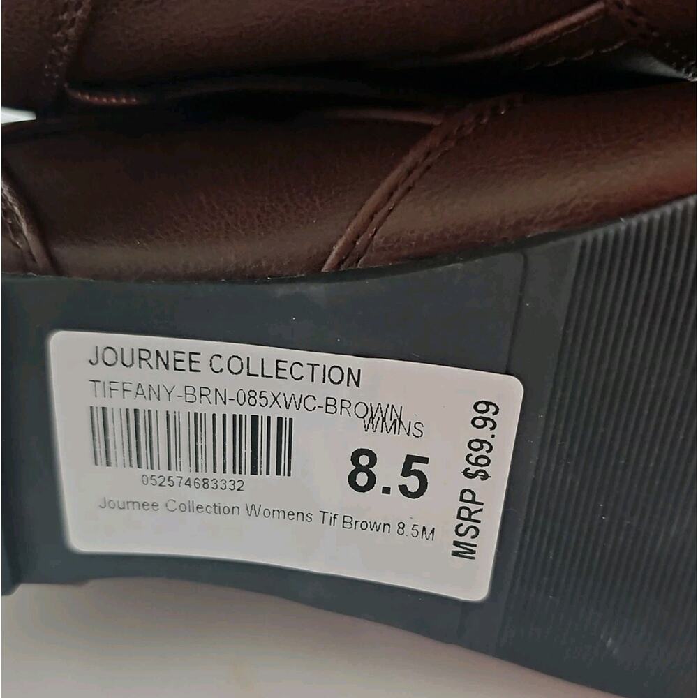 Journee Collection ~Woman Size 8.5M~Tiffany-Brown Knee High Boots NWOB. - Picture 2 of 9